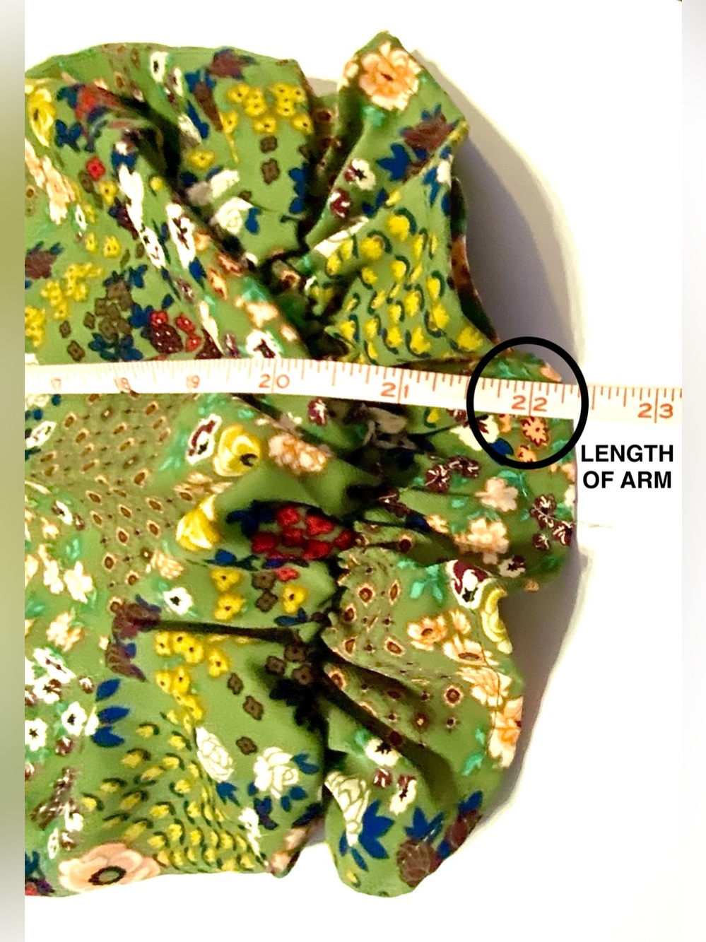 MY DANIELLE NWT Size XL Green Floral Print, 3/4 Length Sleeves, V-Neck Blouse - Picture 6 of 9